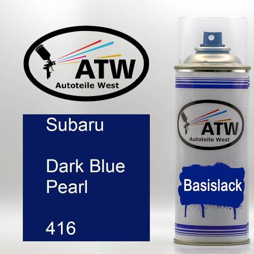 Subaru, Dark Blue Pearl, 416: 400ml Sprühdose, von ATW Autoteile West.